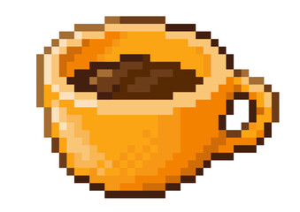 Fototapeta premium ドット絵のコーヒーカップ