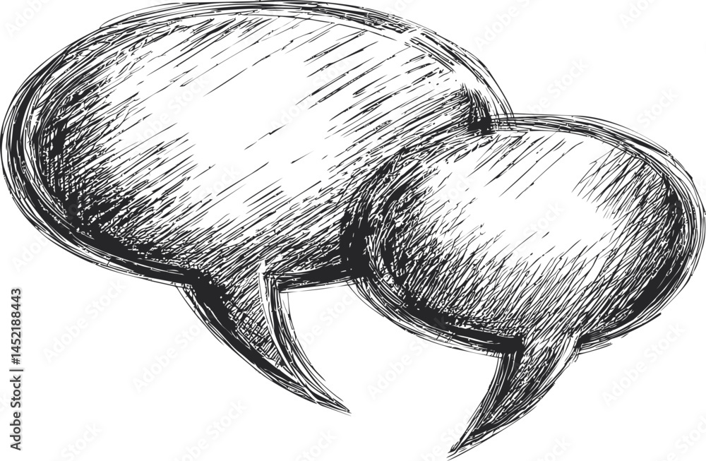 Poster two sketch style speech bubbles overlapping illustration. vector illustration.