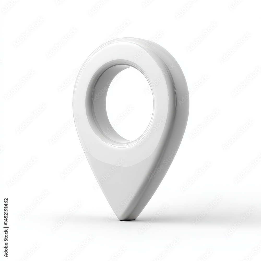 Poster 3d white location pin icon marker navigation pointer symbol for gps app map interface design