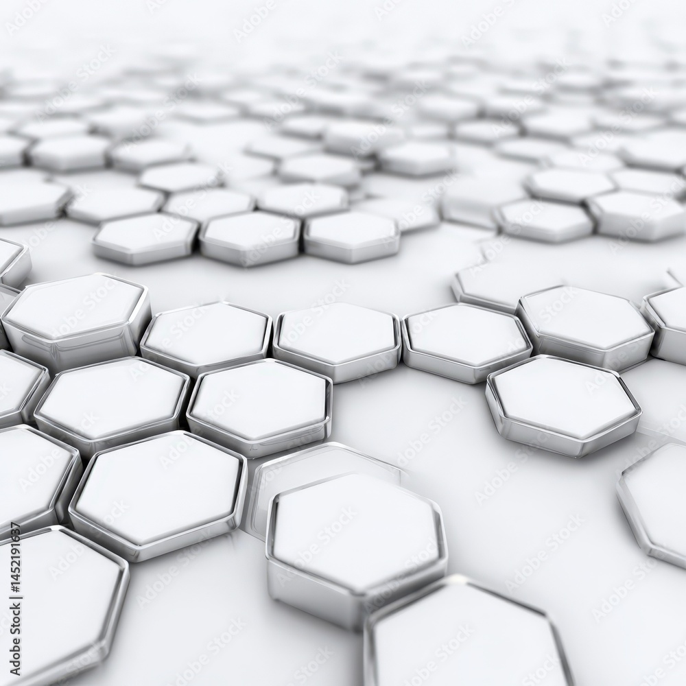 Poster abstract white hexagon pattern background modern technology design 3d render geometric shapes