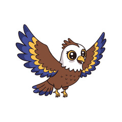 Obraz premium Cute Cartoon Eagle with Big Eyes Flying Vector