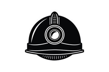 Naklejka premium Silhouette art illustration of a miner helmet with front lamp.eps