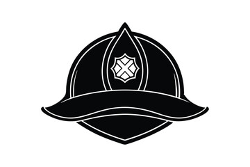 Silhouette art illustration of a vintage firefighter helmet.eps