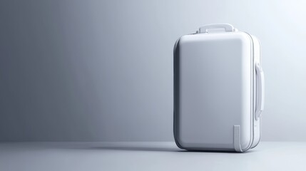 A sleek white suitcase standing alone, symbolizing adventure and exploration.