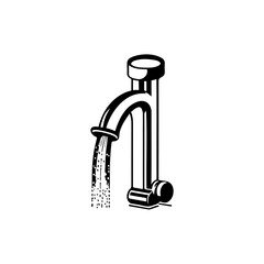 Stylized Plumbing Fixture Illustrating Water Flow in a Graphic Design Element