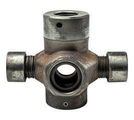 A metal piece with a hole in the middle