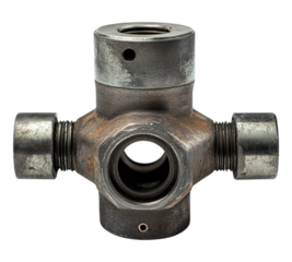 A metal piece with a hole in the middle