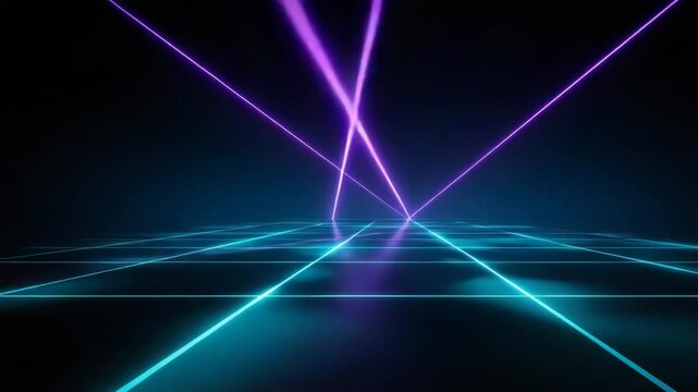 Abstract neon lines convergence perspective technology background
