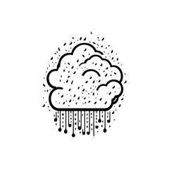 Abstract representation of data flow as a cloud with musical notes dropping down