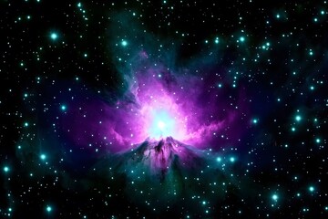 Majestic Cosmic Nebula Awe Inspiring Celestial Landscape with Vibrant Purple and Teal Hues