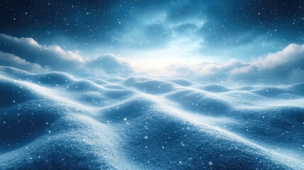 Snowy landscape under a starry night sky