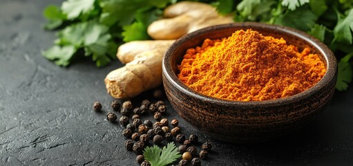 Vibrant Turmeric Powder with Ginger and Peppercorns