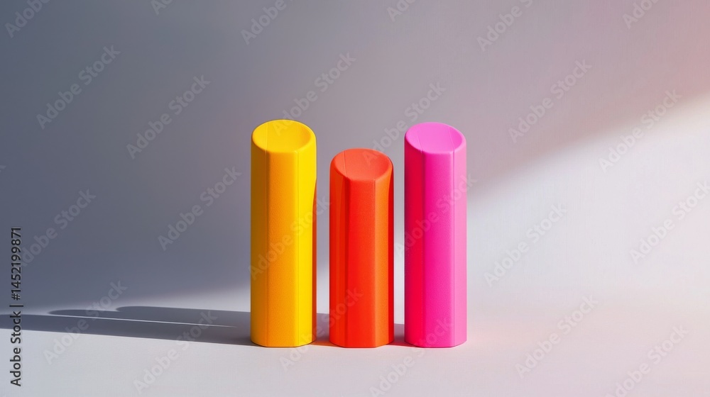 Poster brightly colored cylinders create a modern and vibrant visual for design projects.