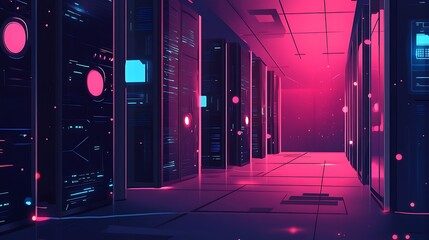 Neon Server Room Corridor.