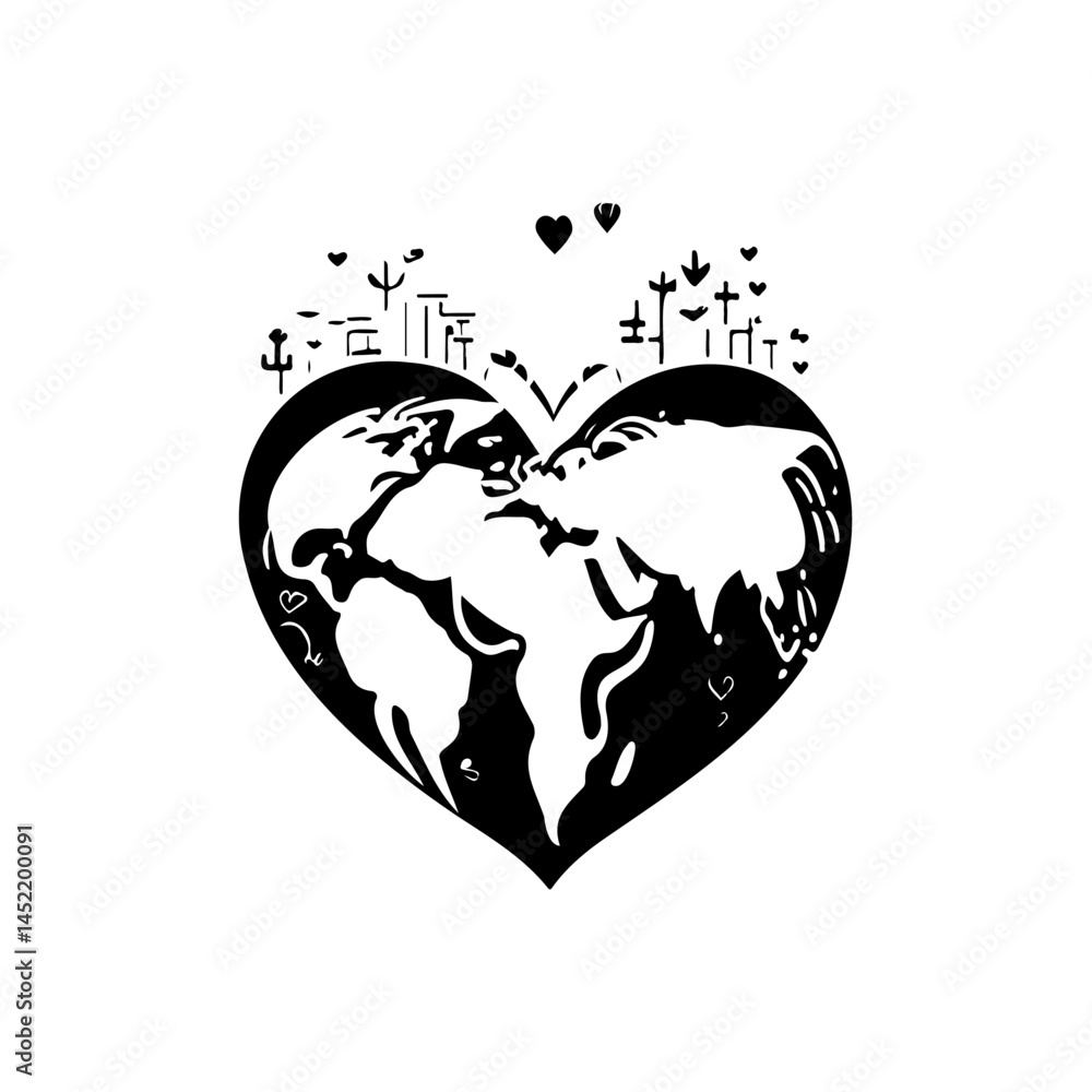 Poster earth's fragile heart: a symbol of global unity and environmental concern