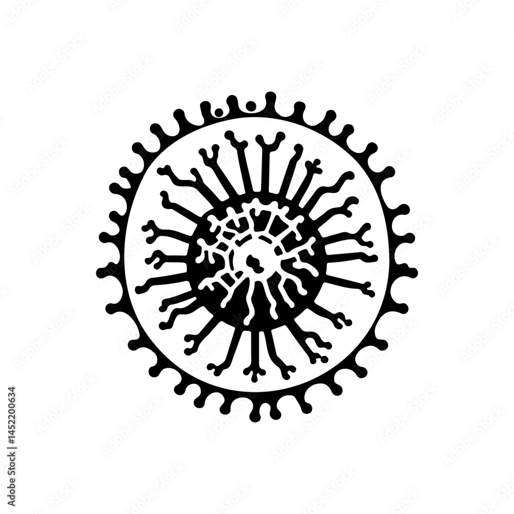 Poster Abstract depiction of a circular radial design with organic branching forms