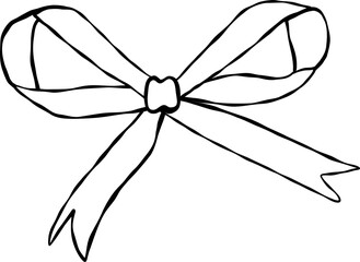 Wavy Vintage Coquette Bow Clipart   Hand Drawn Aesthetic Ribbon 