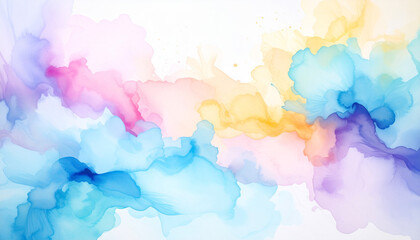 Colorful abstract watercolor artwork featuring soft pastel hues blending seamlessly in a harmonious composition