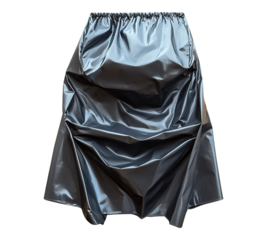 A black plastic bag with a black plastic chair inside