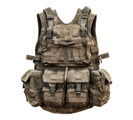 A dirty military vest with lots of pockets