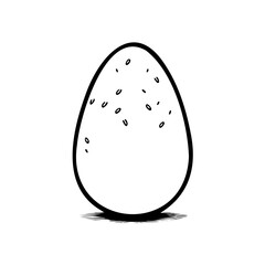 Stylized monochrome egg illustration with unique speckled texture design