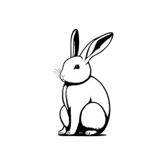 Obraz premium Elegant monochrome illustration of a rabbit, showcasing graceful lines and form