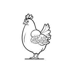 Whimsical hen outline illustration with simple minimalist design approach