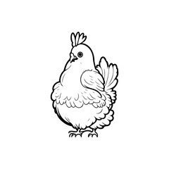 Stylized chicken drawing showcasing whimsical fowl with outlined feathers
