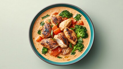 Fototapeta premium Chicken curry in creamy sauce with vegetables