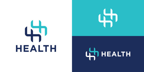 Creative modern health logo template. Abstract letter H initials with cross health logo design vector illustration.