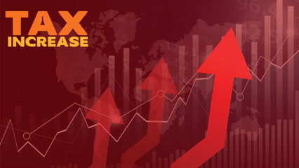 Obraz premium Stock market tax increase chart with red background and upward arrow illustration