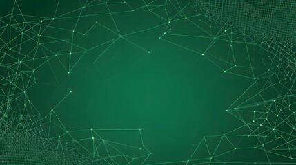 Abstract Green Network Connection Lines Dots Background