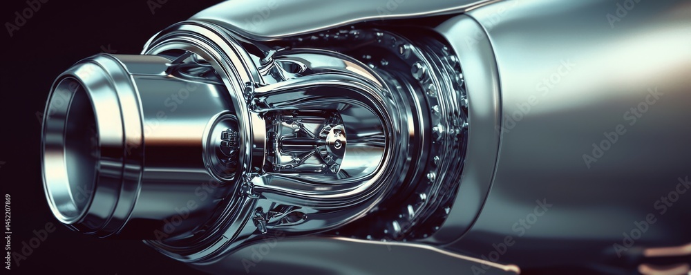 Poster detailed close-up of a metallic component showcasing advanced engineering design.