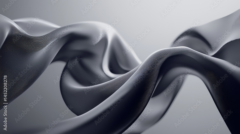 Poster elegant wave of smooth fabric with a modern and minimalist design in soft gray tones.