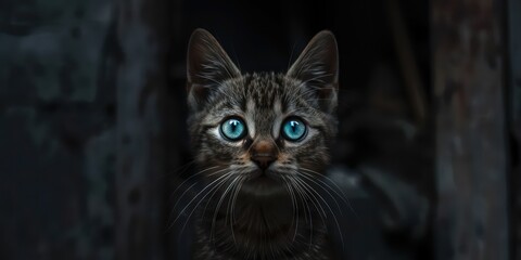 Obraz premium Mysterious cat portrait indoor