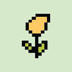 Obraz premium Charming of simple pixel flower on soft meadow green backgorund