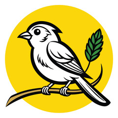 Obraz premium A round-bird-sitting-on-a-branch holding a small 