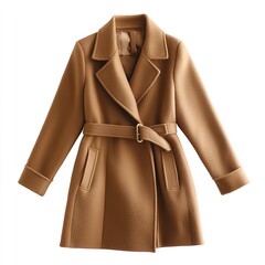 Shop women's tan brown wool blend belted trench coat classic outerwear fashion style winter autumn 100