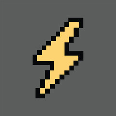 Fototapeta premium Pixel lightning bolt glowing on moody storm grey background