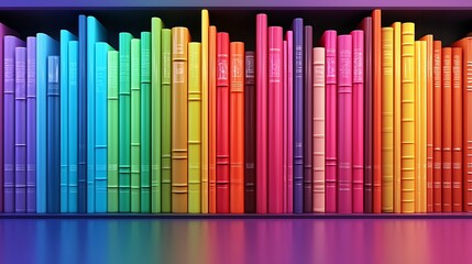 Colorful books on shelves