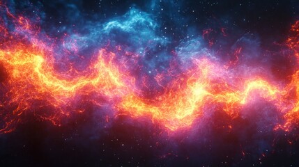Abstract fiery cosmic energy flowing