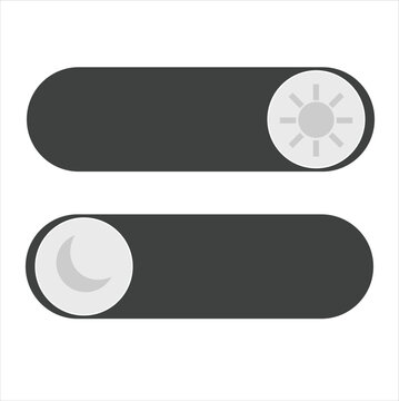 Day and night mode switch. On and Off toggle switch. Light and dark mode buttons for web design, mobile app, mobile UI. Button with day and night switching mode.