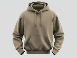 Light taupe hoodie displayed against a neutral background showcasing its design, pockets, and texture for fashion enthusiasts