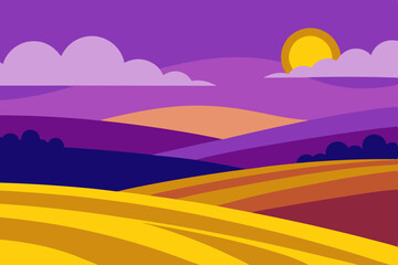 landscape with sunset