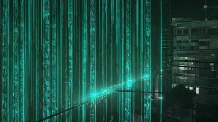 Cascading Numbers in Urban Cityscape Digital Animation - Powered by Adobe