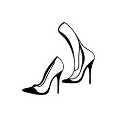 Elegant footwear portrayal emphasizing sleek stiletto heels silhouette illustration