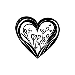 Delicate floral heart outline design for love and romantic concepts art