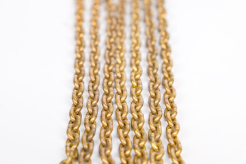 close up of golden chain, selective focus