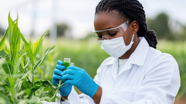 Female Scientist Conducting Agricultural Research in a Field
