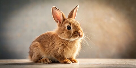 Obraz premium Adorable Brown Fluffy Rabbit Looking Right - Cute Bunny Hare Stock Photo